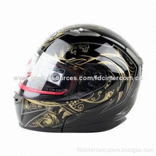 Black Bluetooth Intercom for Full-face Helmets, Supports Voice Dialing